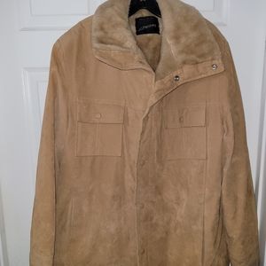 Vintage 1970s JC Penney Men's Faux Suede Sherpa Lined Western Coat Size L Snap